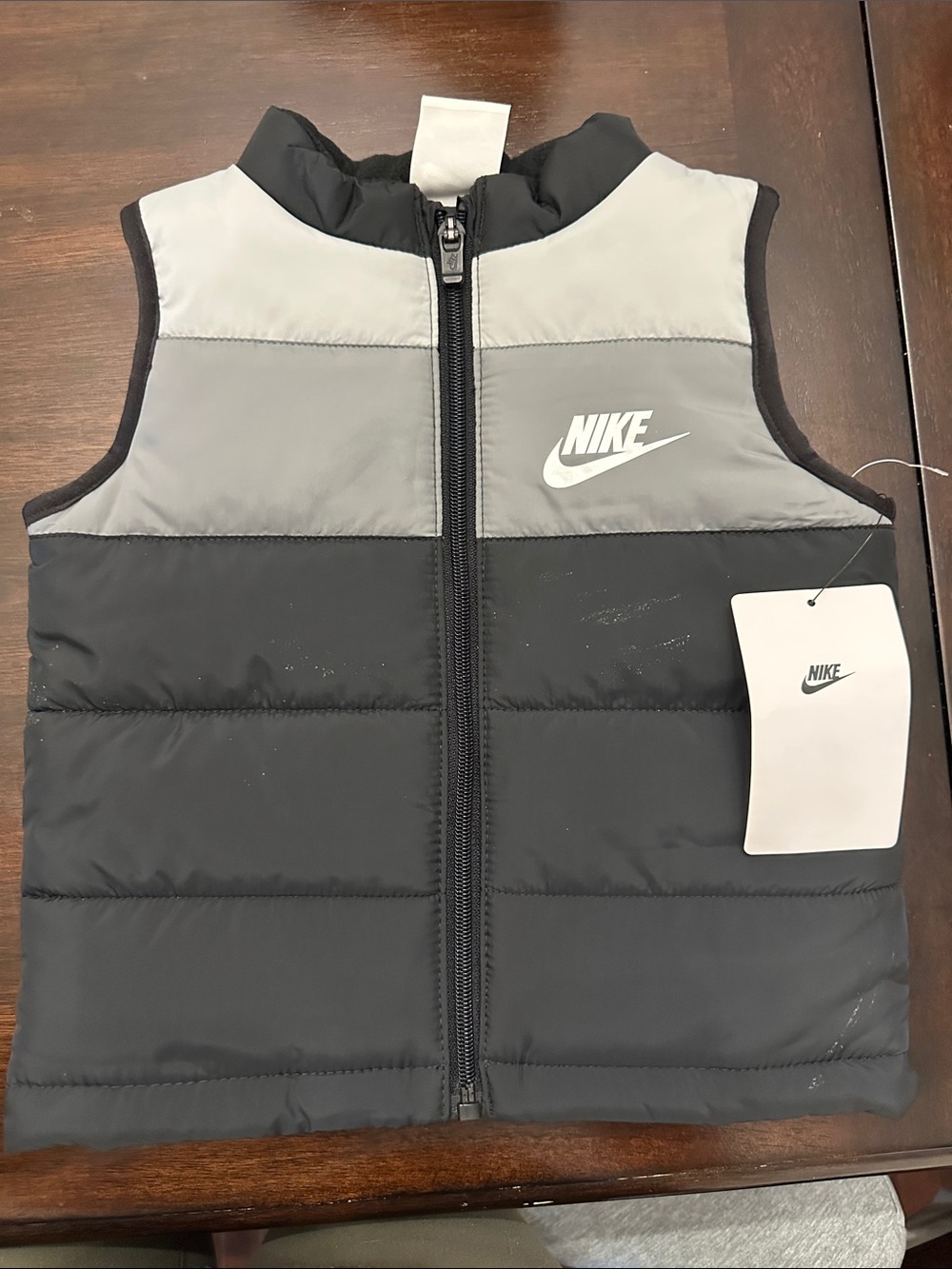 Nike Kids Black and Gray Puffer Vest